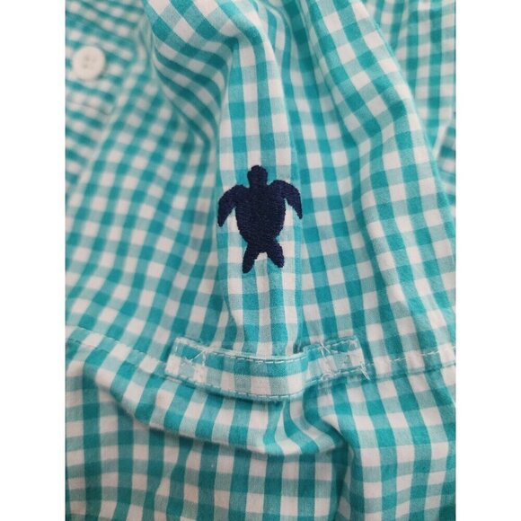 Simply Southern Vented Teal Green Gingham Check Button Shirt Women's Medium - Picture 8 of 8